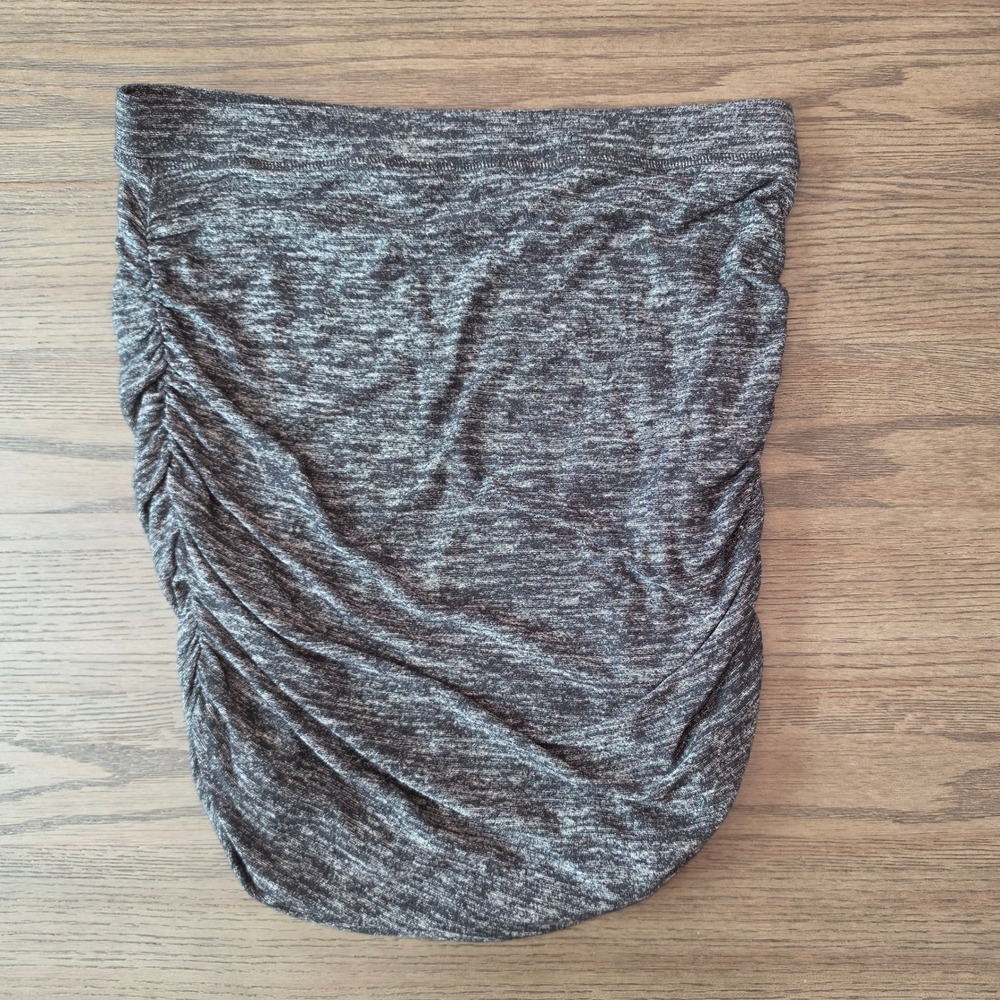 Gap Gray Space Dye Ruched Mini Skirt Bodycon Knit Lined Large